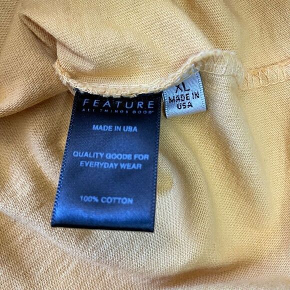 Feature All Things Good Mens Small Yellow Logo Long Sleeve Shirt USA Streetwear - Picture 4 of 5
